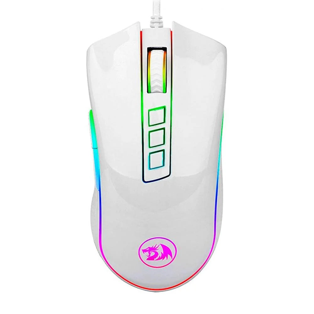 MOUSE GAMER - Redragon Cobra, RGB, 7 Botões, 10000DPI, Lunar White - M711W