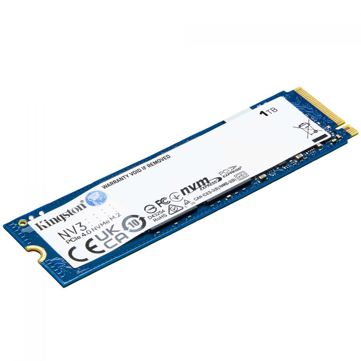 SSD Kingston NV3, 1TB, M.2 NVMe, 2280, PCIe 4.0, Leitura 6000MBs e Gravação 4000MBs, SNV3S/1000G