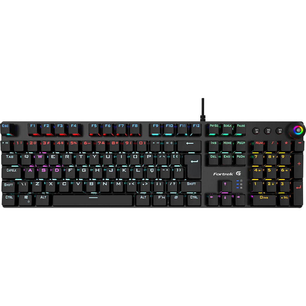 TECLADO GAMER MECÂNICO - Fortrek GPRO K7, Rainbow, Switch KRGD Blue, Black