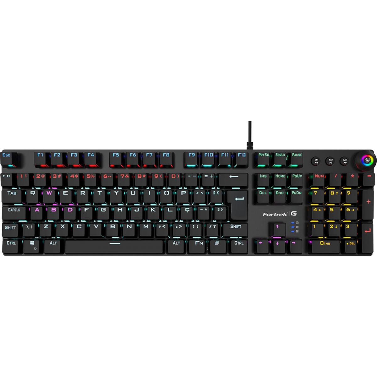 TECLADO GAMER MECÂNICO - Fortrek GPRO K7, Rainbow, Switch KRGD Blue, Black