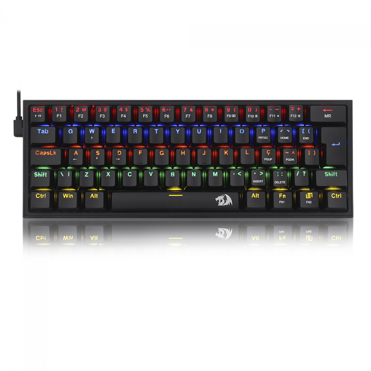 Teclado Mecanico Gamer Redragon FIZZ, RAINBOW, ABNT2, Switch Marron, Preto, K617-R-B-PT-BROWN