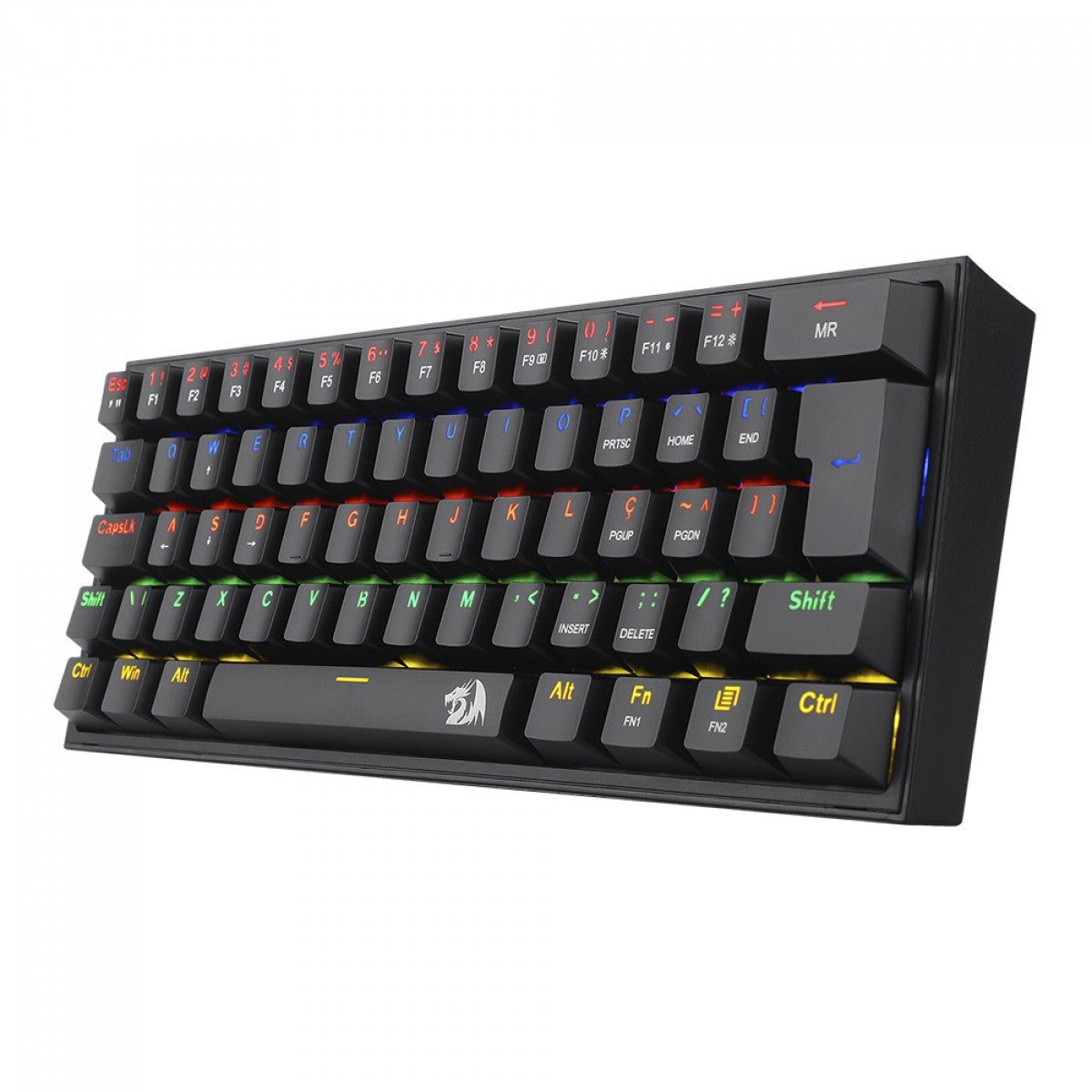 Teclado Mecanico Gamer Redragon FIZZ, RAINBOW, ABNT2, Switch Marron, Preto, K617-R-B-PT-BROWN