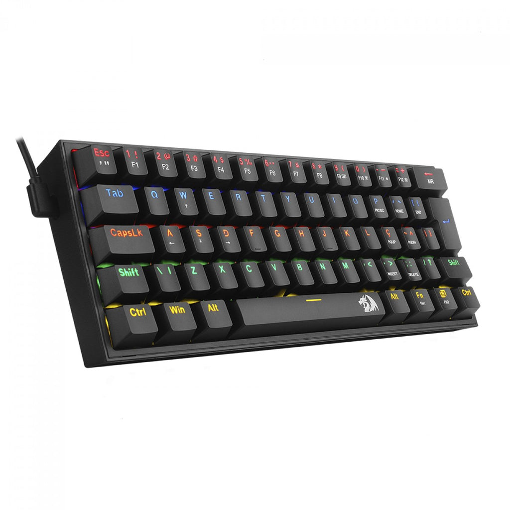 Teclado Mecanico Gamer Redragon FIZZ, RAINBOW, ABNT2, Switch Marron, Preto, K617-R-B-PT-BROWN