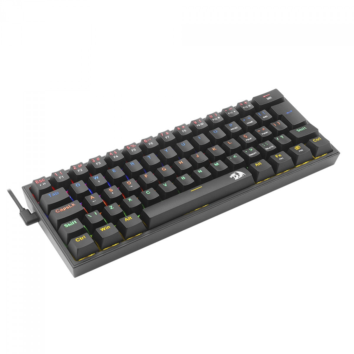 Teclado Mecanico Gamer Redragon FIZZ, RAINBOW, ABNT2, Switch Marron, Preto, K617-R-B-PT-BROWN