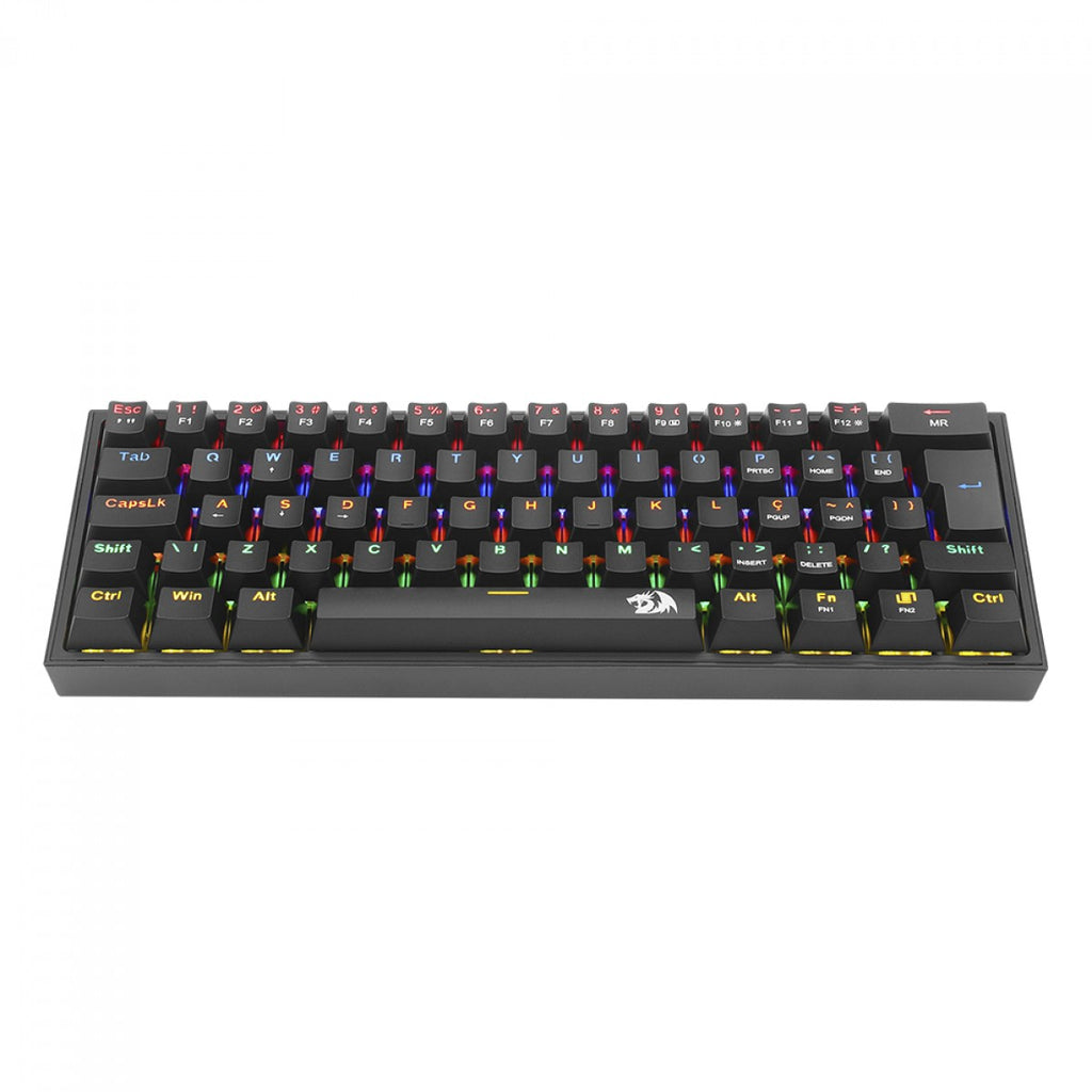 Teclado Mecanico Gamer Redragon FIZZ, RAINBOW, ABNT2, Switch Marron, Preto, K617-R-B-PT-BROWN
