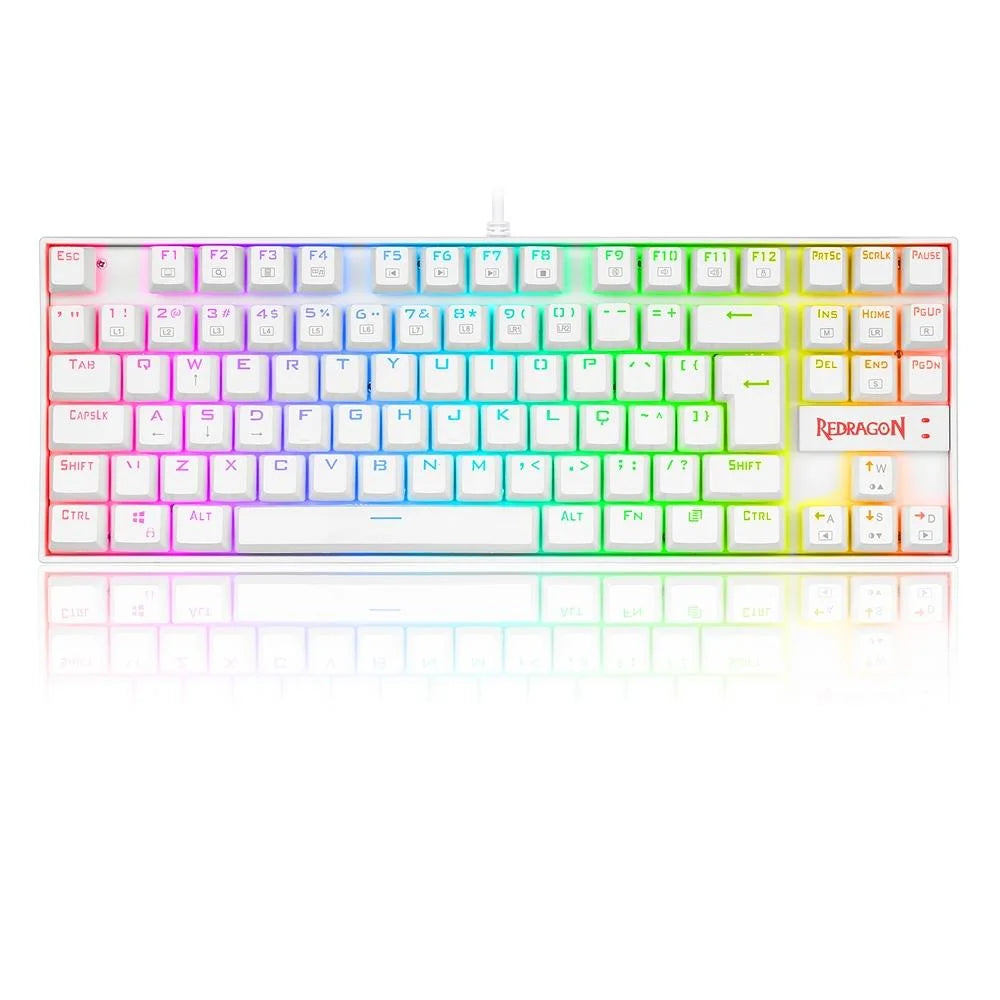 Teclado Mecânico Gamer Redragon Kumara, Anti-Ghosting, RGB, Switch Outemu Blue, ABNT2, Branco - K552W-RGB (PT-BLUE)