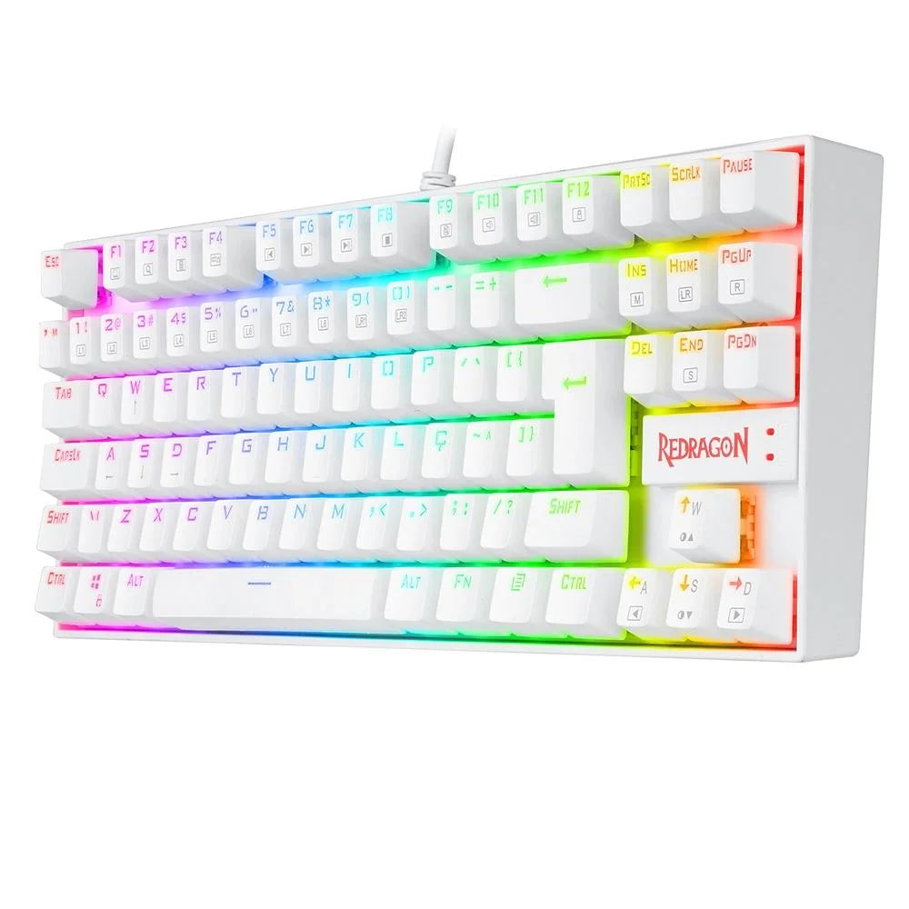 Teclado Mecânico Gamer Redragon Kumara, Anti-Ghosting, RGB, Switch Outemu Blue, ABNT2, Branco - K552W-RGB (PT-BLUE)